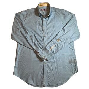 Robert Graham Men's Light Blue Long Sleeve Button Down Shirt Size L 100% Cotton